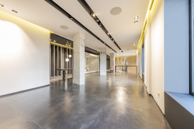 space with concrete floor