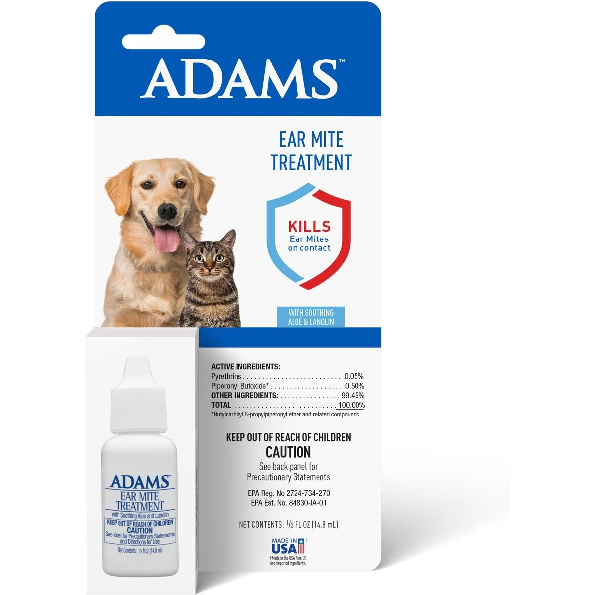 Adams Medication for Ear Mites for Dogs & Cats 