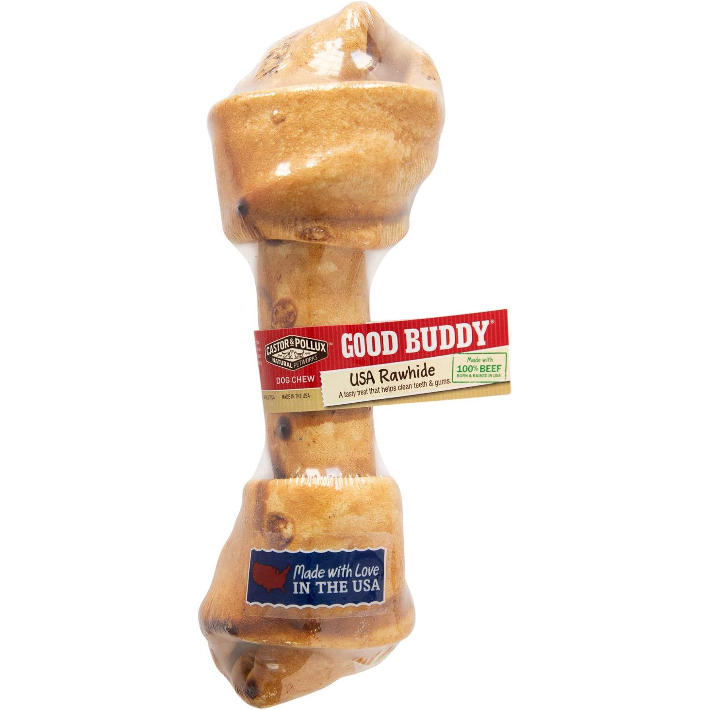 Castor & Pollux Good Buddy Made in USA Natural Chicken Flavor Rawhide Dog Bone Treats