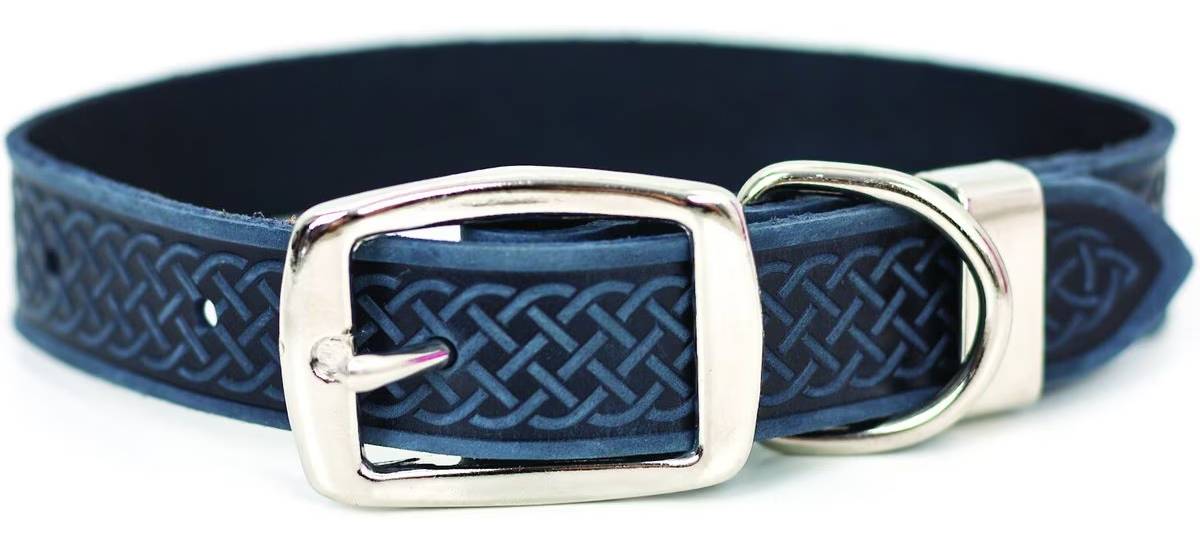 Euro-Dog Celtic Style Leather Dog Collar