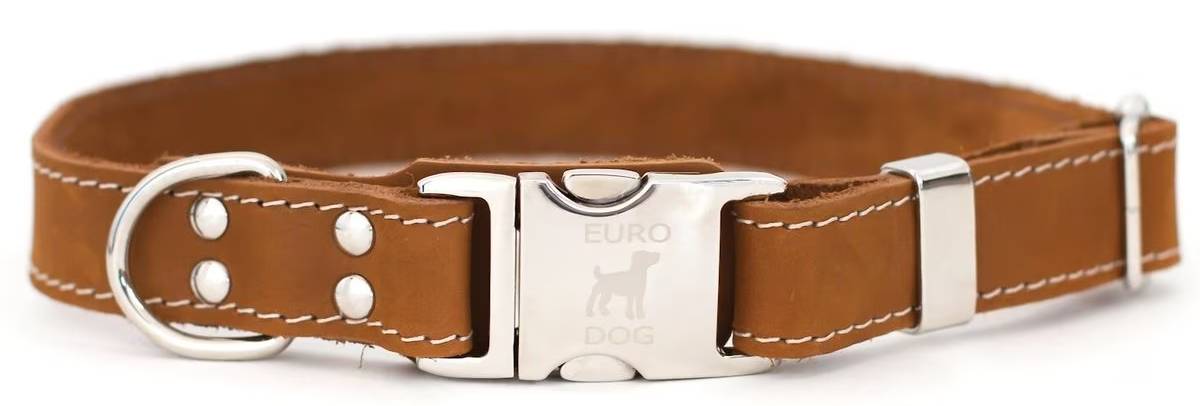 Euro-Dog Quick Release Leather Dog Collar