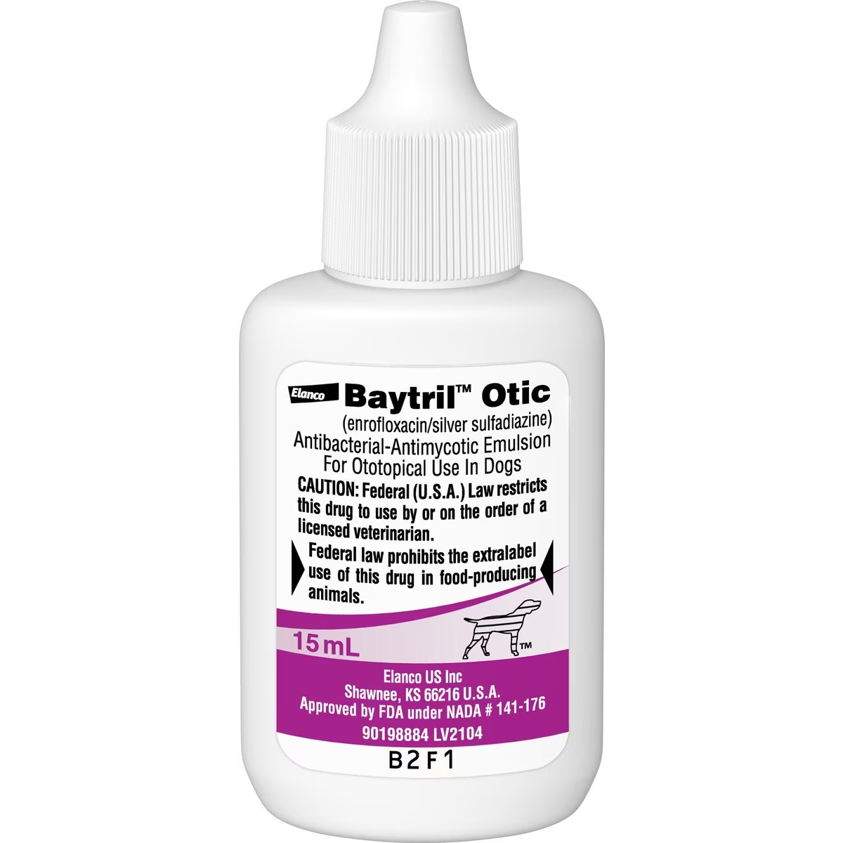 New Project Baytril (Enrofloxacin _ Silver Sulfadiazine) Otic Solution for Dogs 
