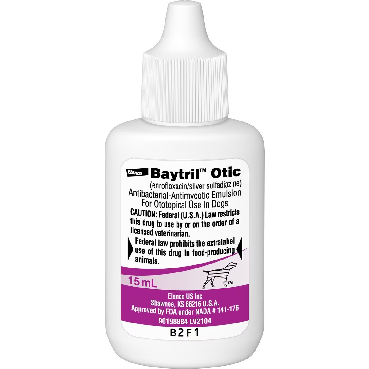 New Project Baytril (Enrofloxacin _ Silver Sulfadiazine) Otic Solution for Dogs