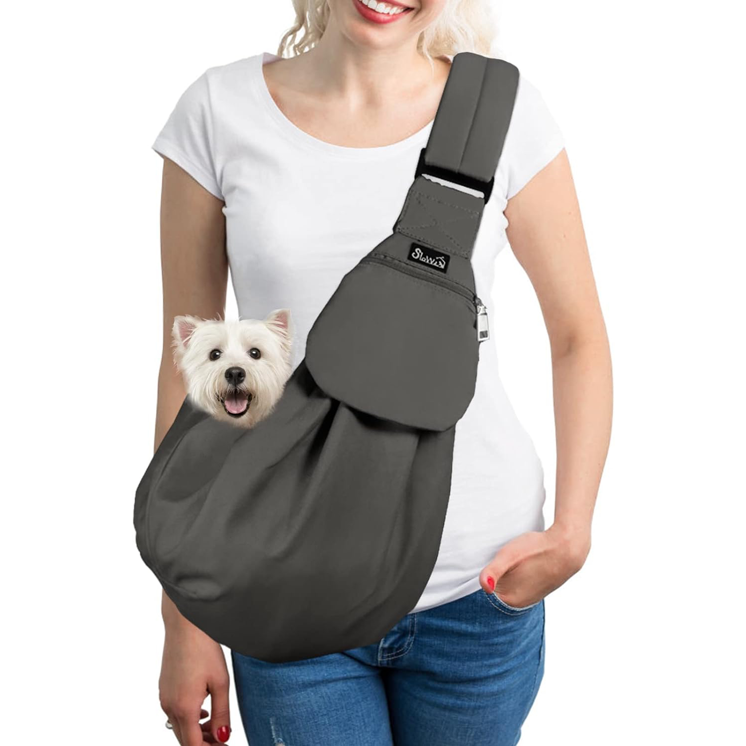 SlowTon Dog Carrier Sling, Thick Padded Adjustable Shoulder Strap Dog Carriers for Small Dogs