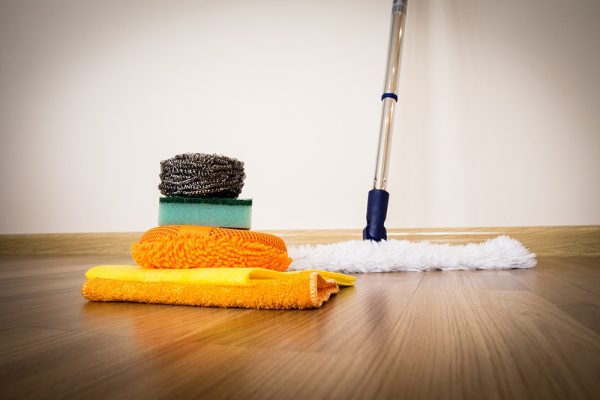 mop and other cleaning supplies