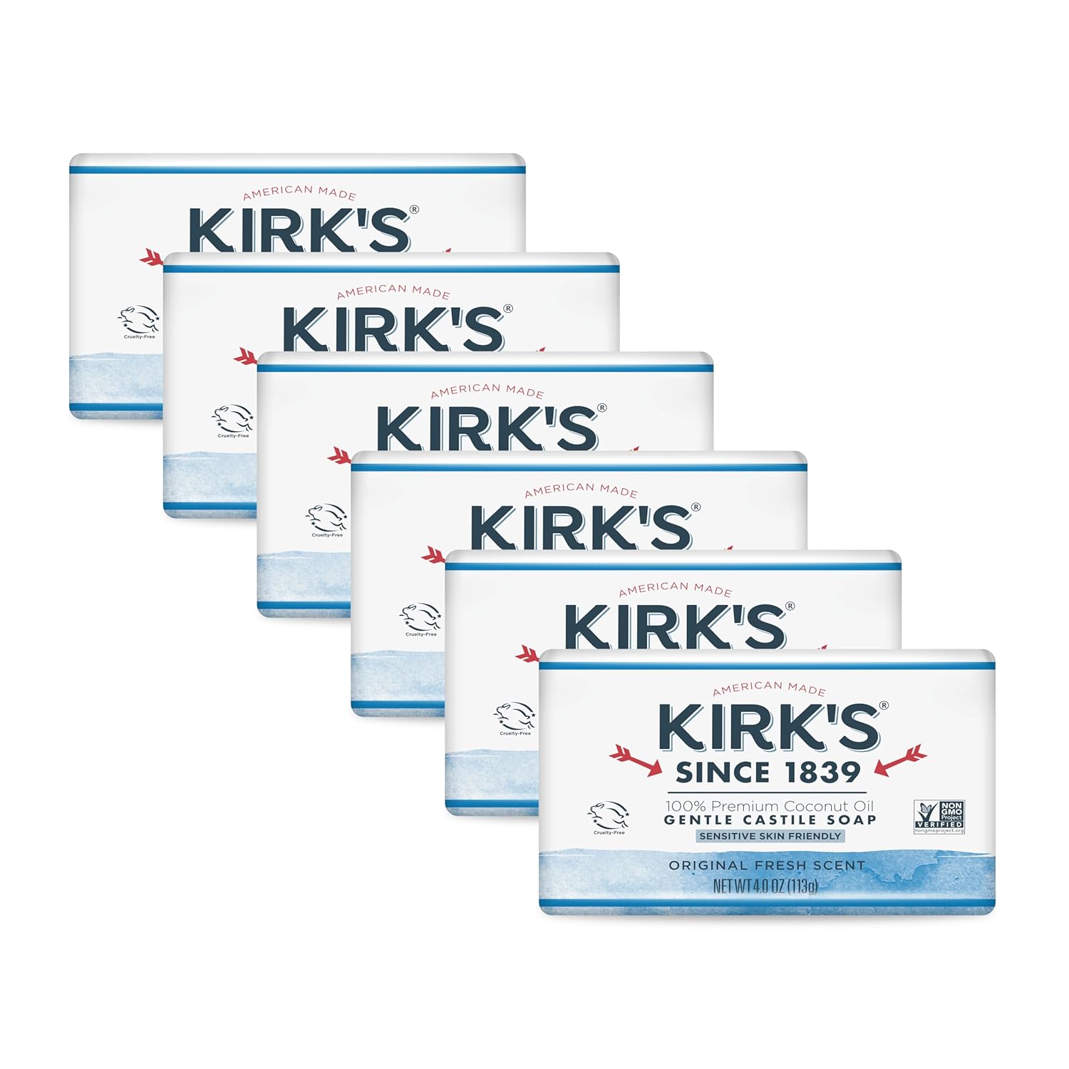 Kirk's Castile Bar Soap for Men, Women & Children - Made With Premium Coconut Oil, Sensitive Skin Formula, Vegan