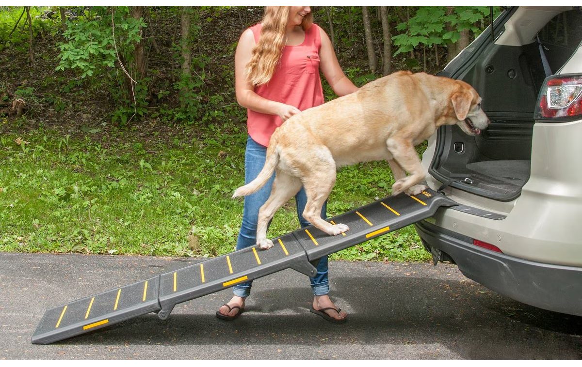 Pet Gear Reflective Extra Wide Foldable Dog Car Ramp 