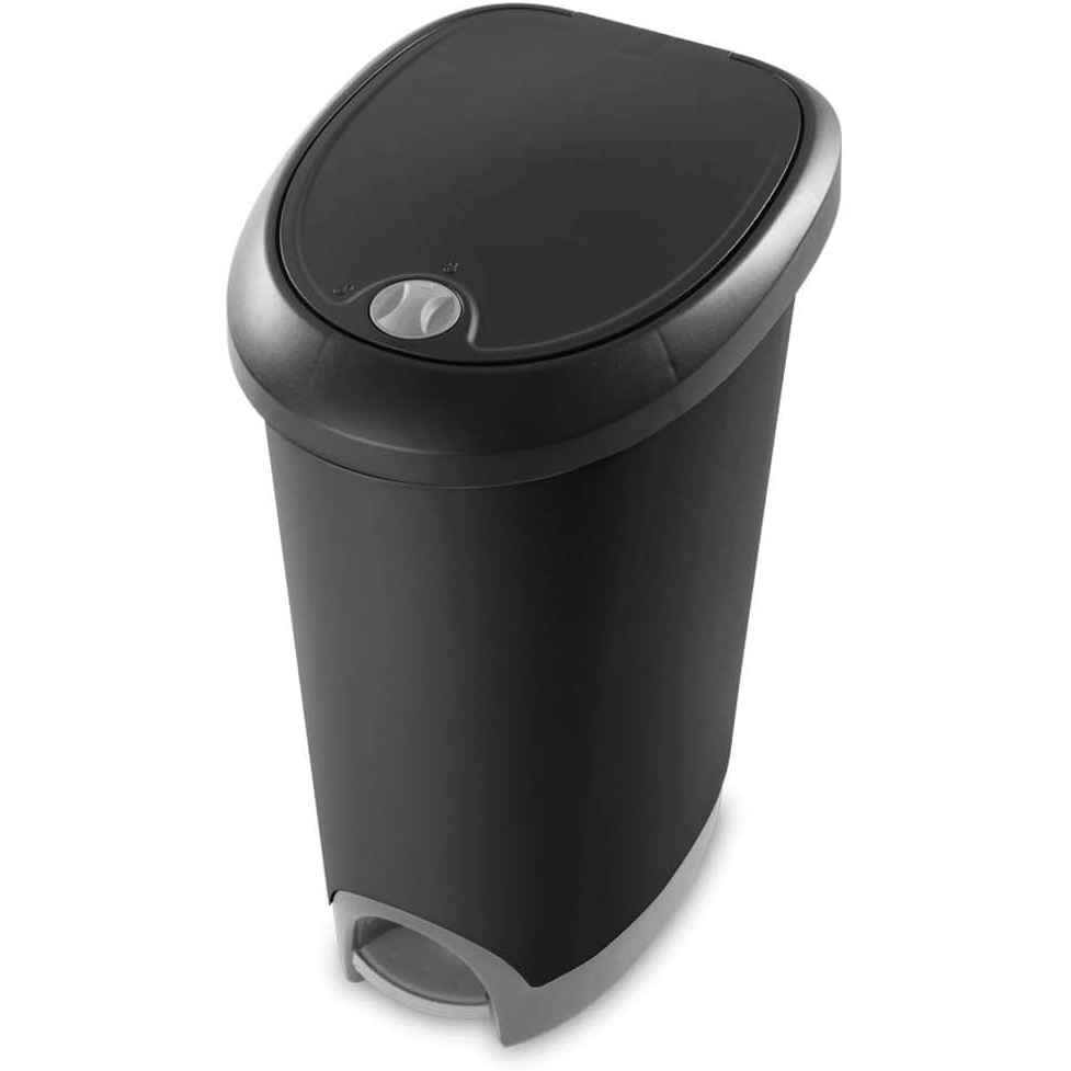 Sterilite 12.6 Gallon Locking StepOn Wastebasket with Lid