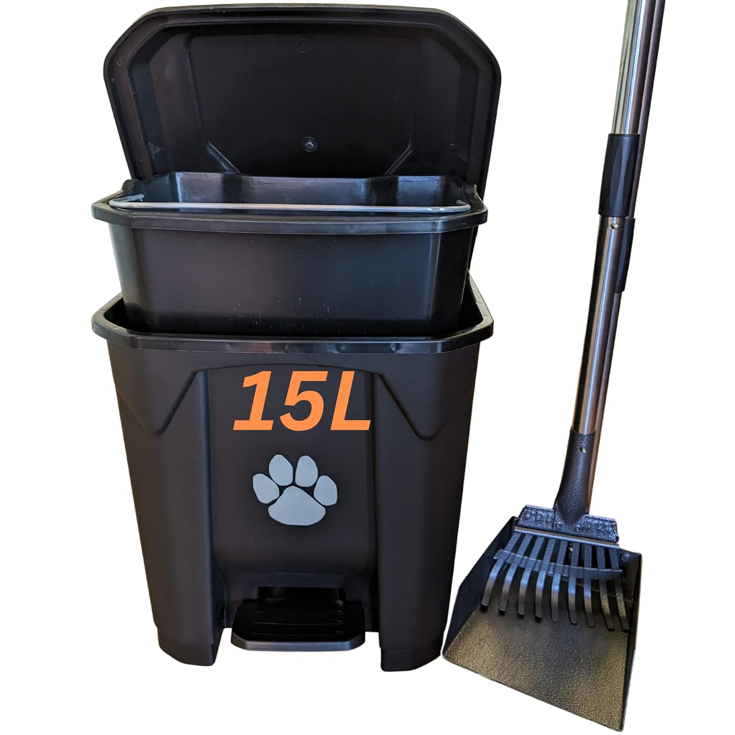 USA Fully Assembled Outdoor Dog Poop Trash Can with Lid and Removable Inner Waste Bin