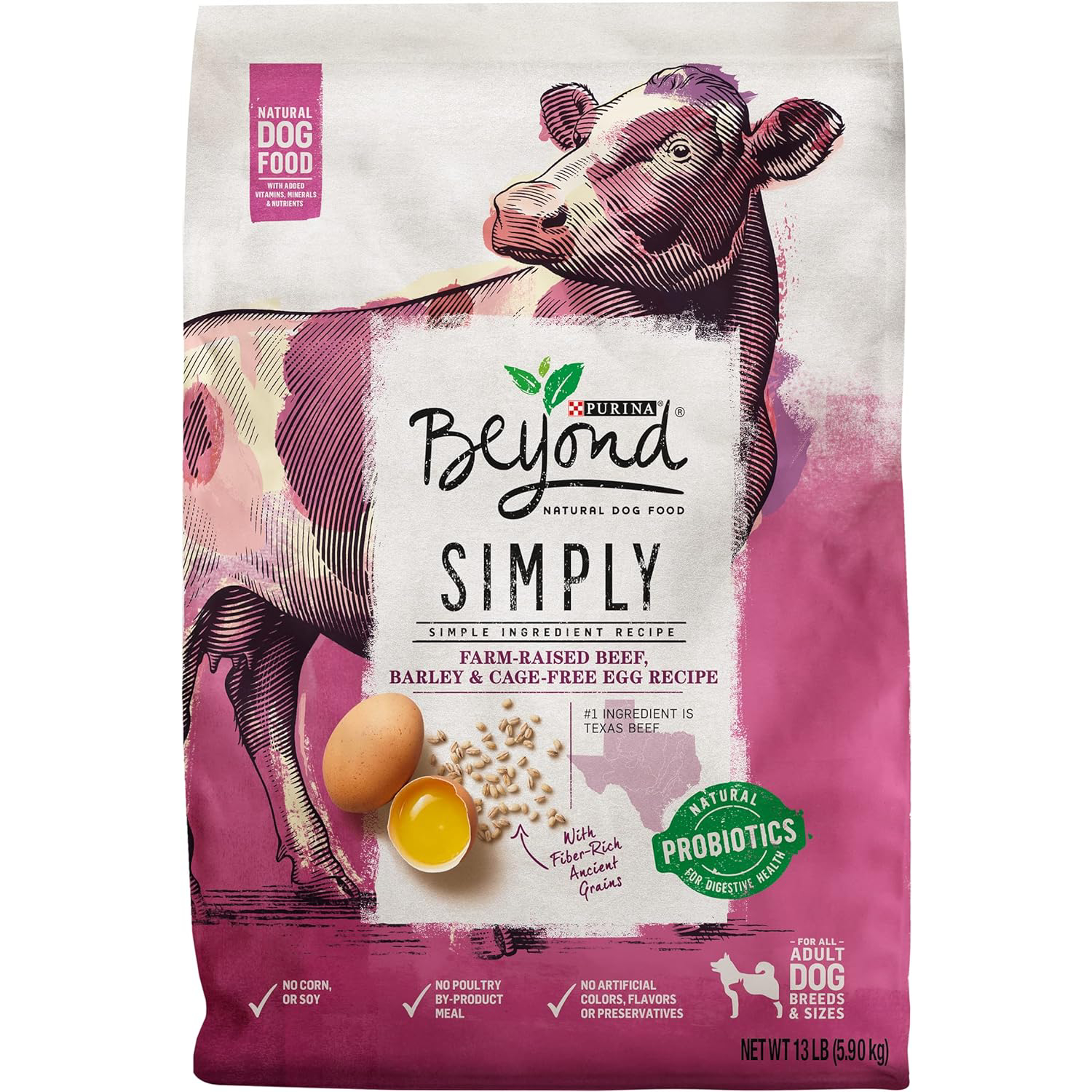 New Project Purina Beyond Natural Dry Dog Food, Simply Farm Raised Beef, Barley & Cage Free Egg Recipe 