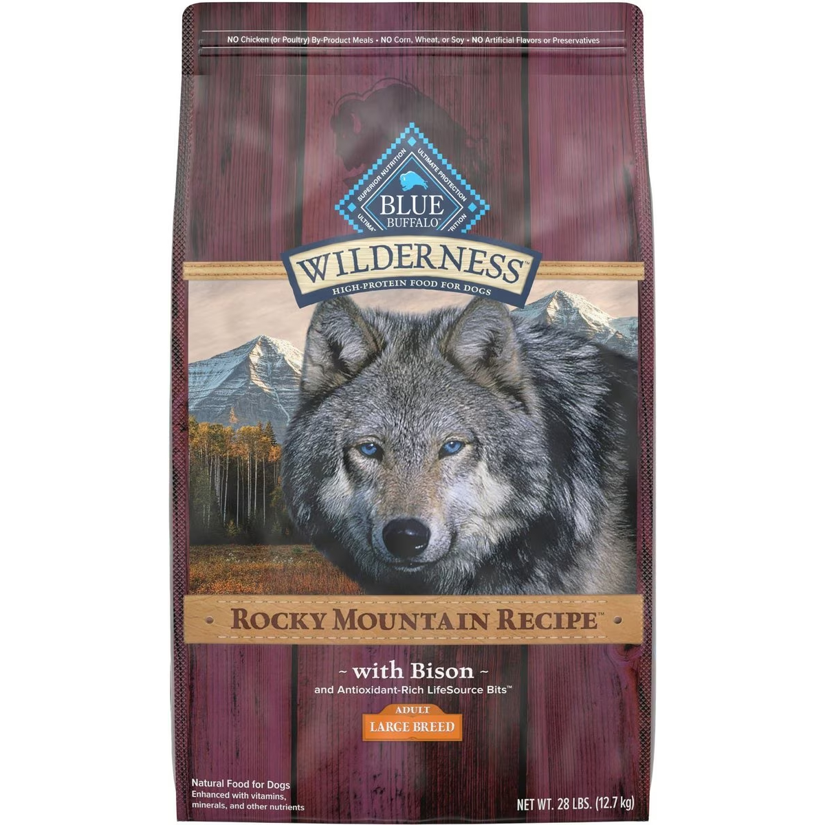 Blue Buffalo Wilderness Rocky Mountain Recipe Large Breed Adult High Protein Natural Bison & Grain Dry Dog Food