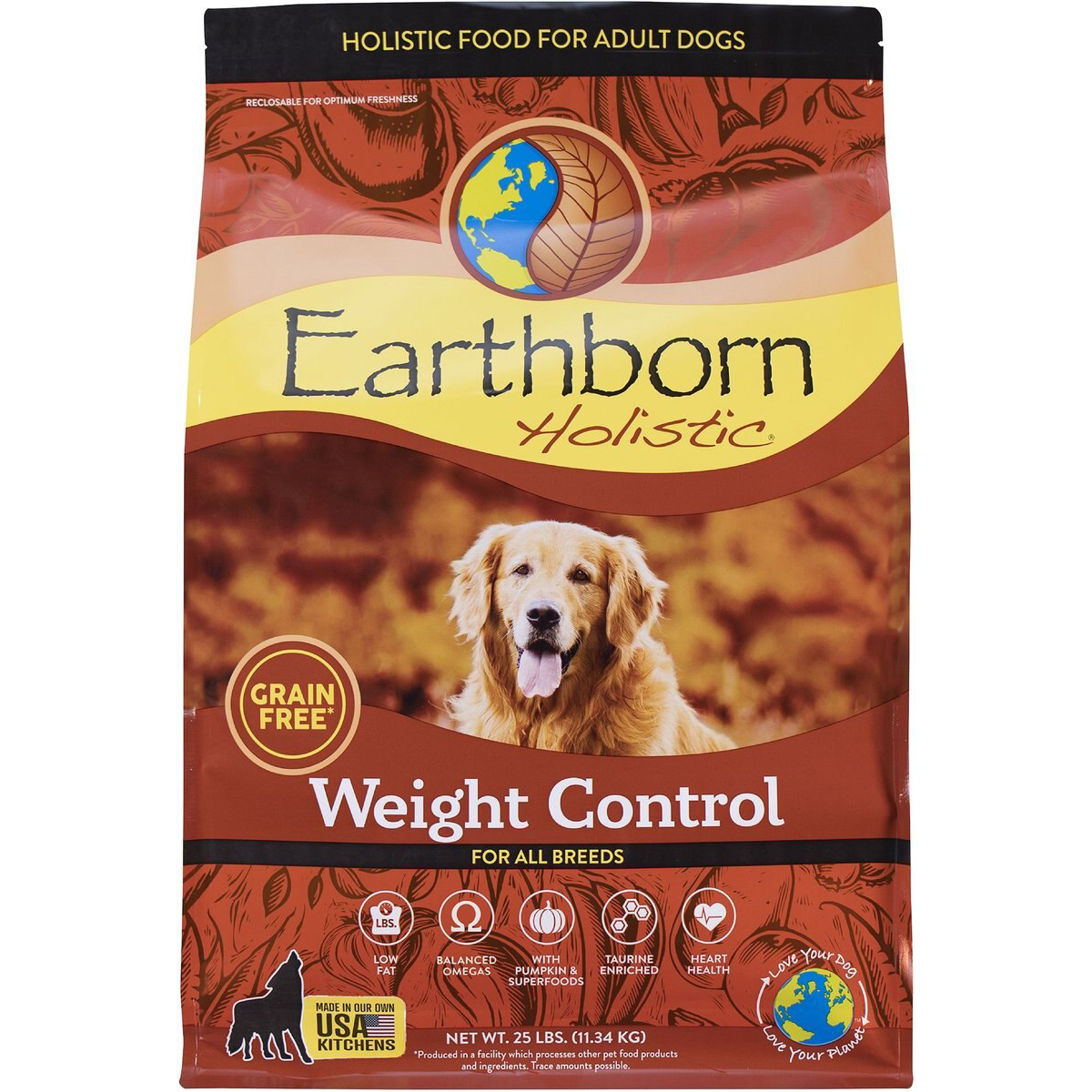 Earthborn Holistic Weight Control Chicken Meal & Vegetables Grain-Free Dry Dog Food New
