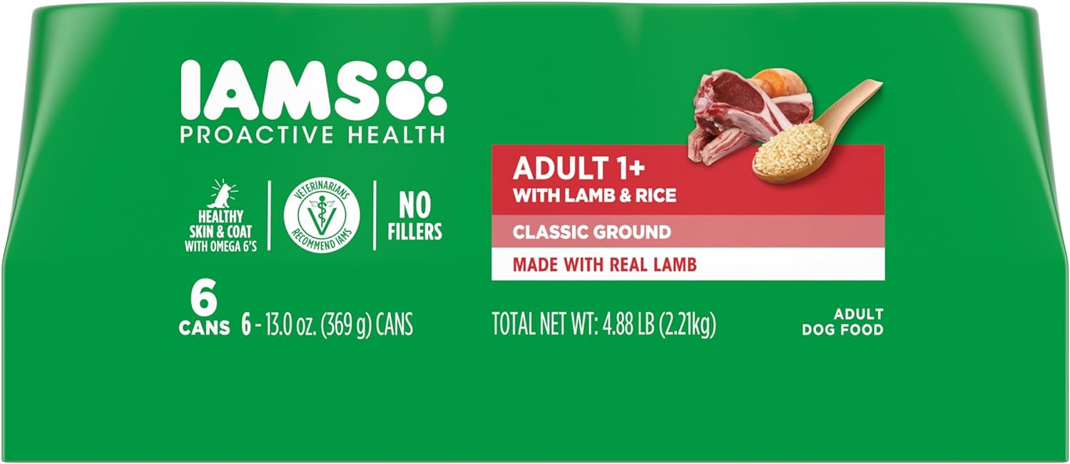 IAMS Proactive Health Adult Wet Dog Food Classic Ground with Lamb and Whole Grain Rice
