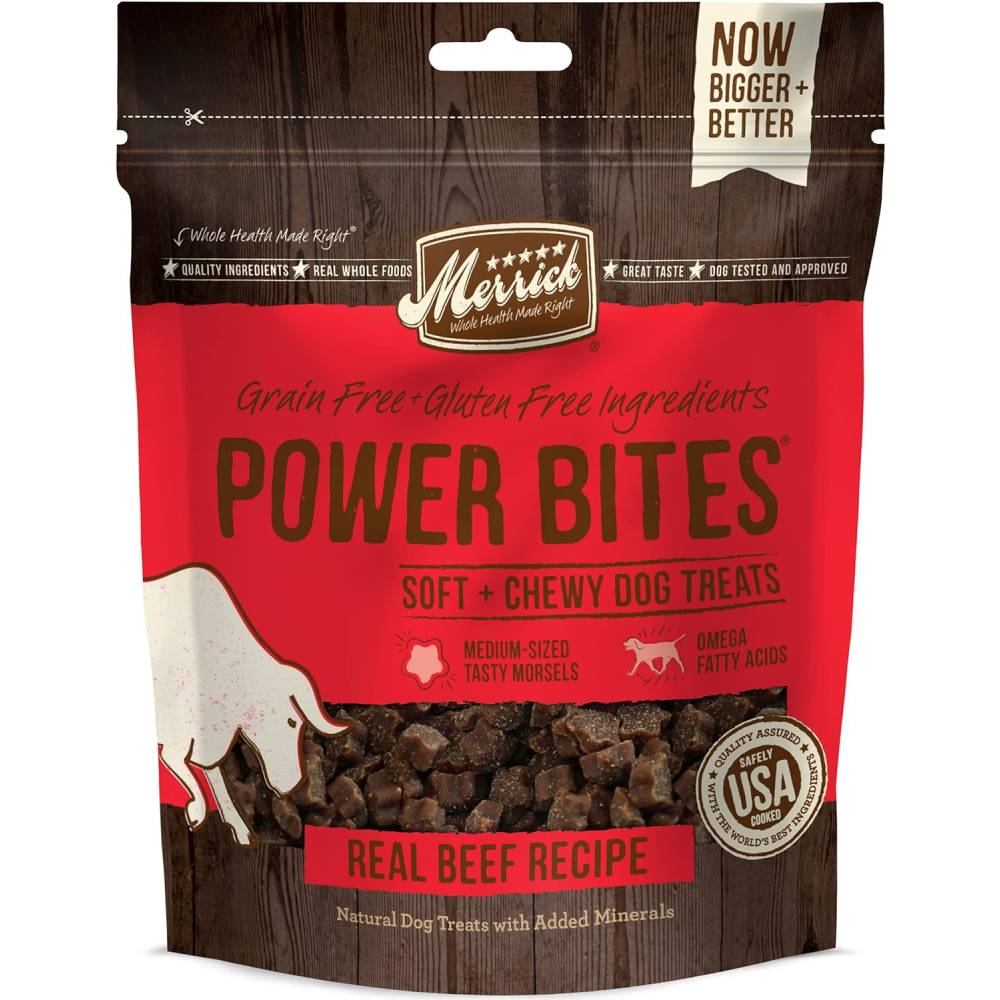 Merrick Power Bites Natural Soft And Chewy Real Meat Dog Treats 
