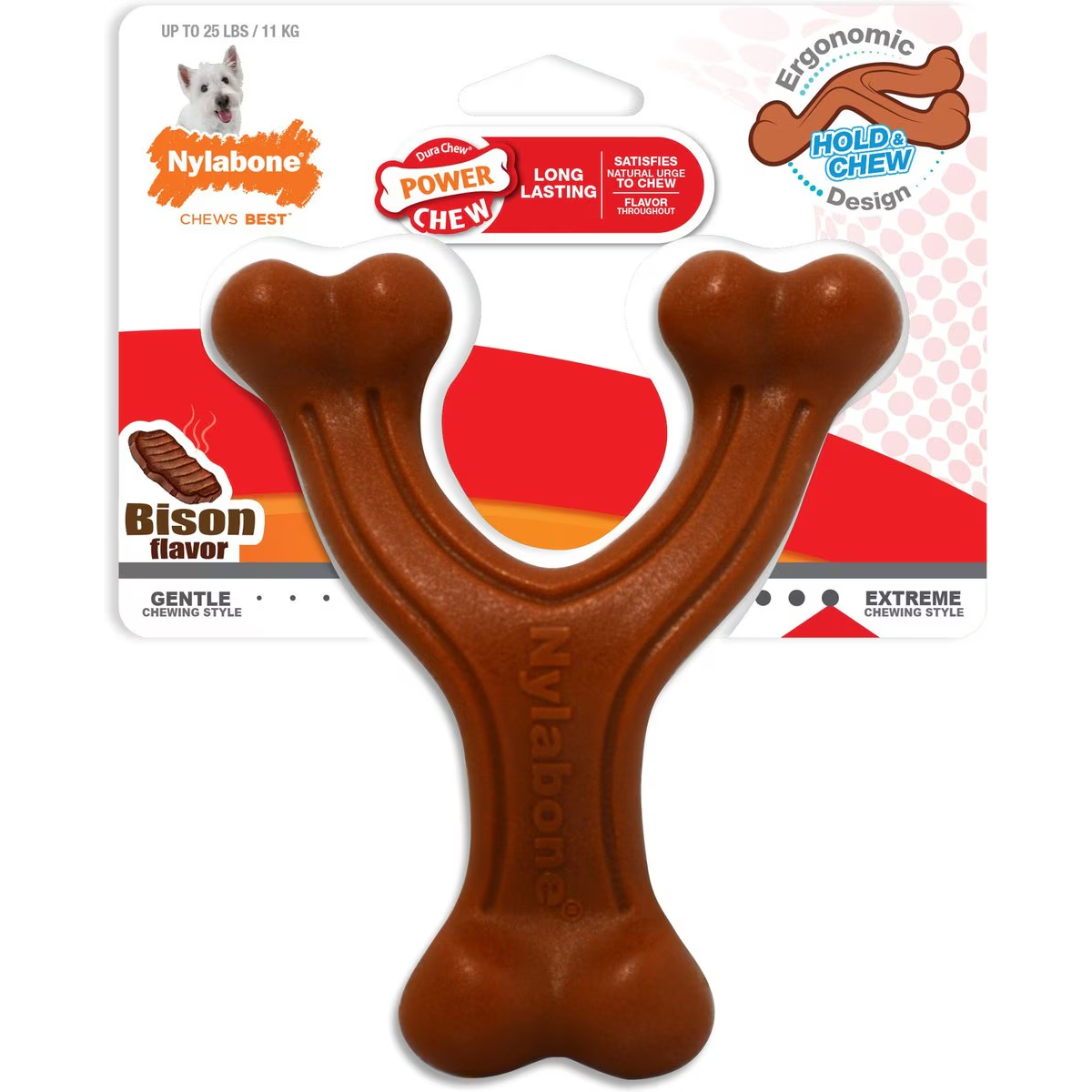 Nylabone Ergonomic Hold & Chew Wishbone Power Chew Durable Dog Toy 
