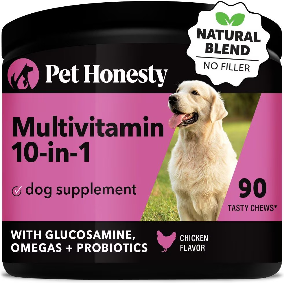 PetHonesty Multivitamin 10-in-1 Chicken Flavor Glucosamine, Omega-3 Vitamins for Dogs