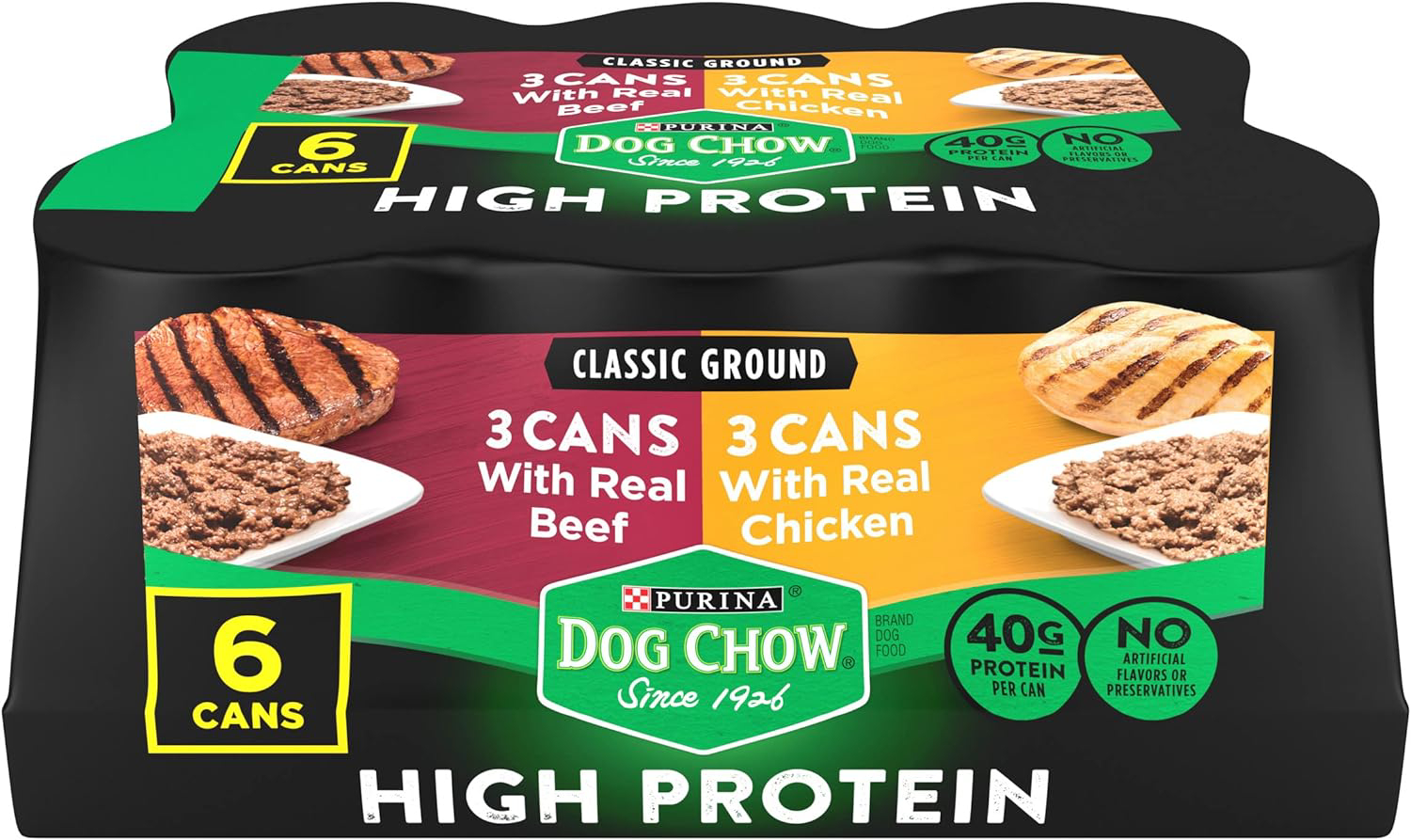 Purina Dog Chow High Protein Pate Wet Dog Food, With Chicken & Beef Variety Pack