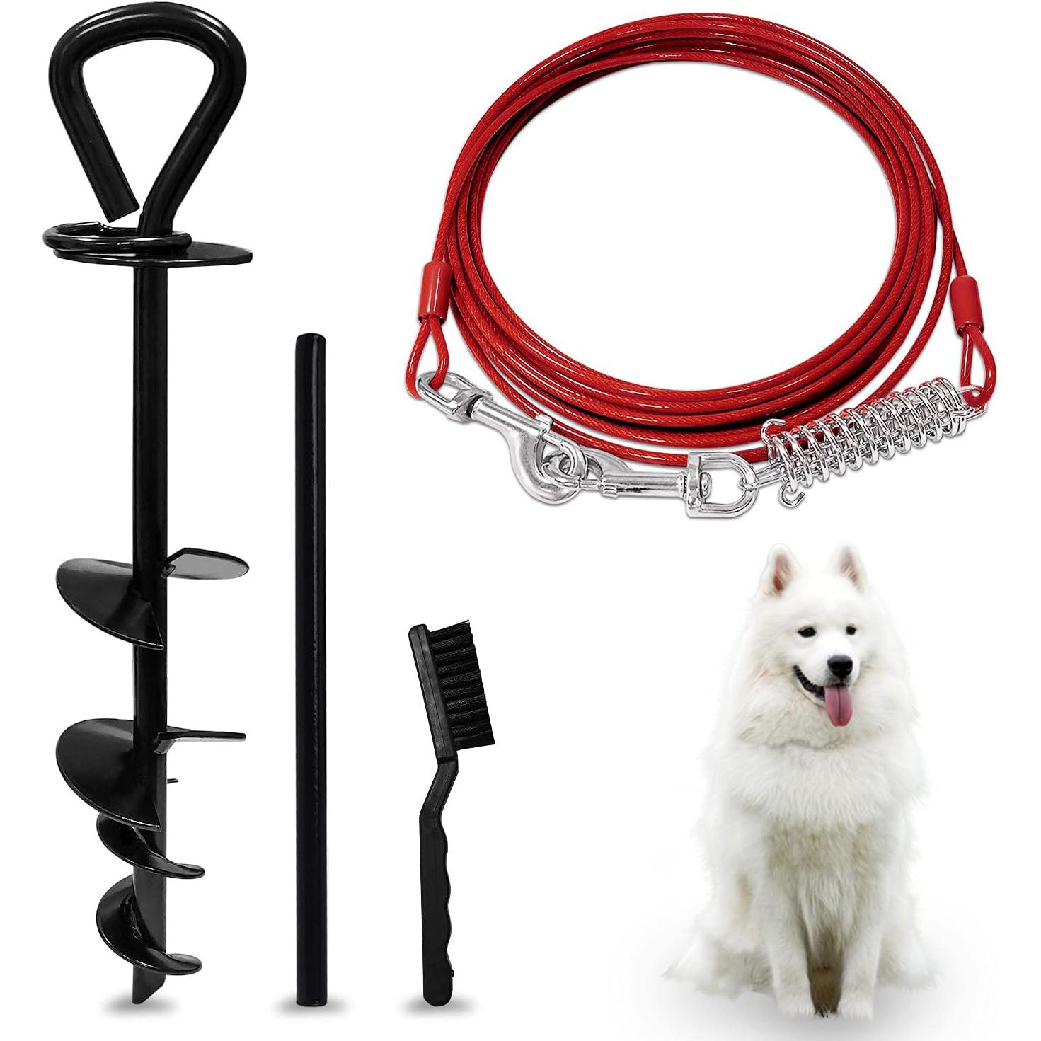 SHUNAI Dog Tie Out Cable and Stake