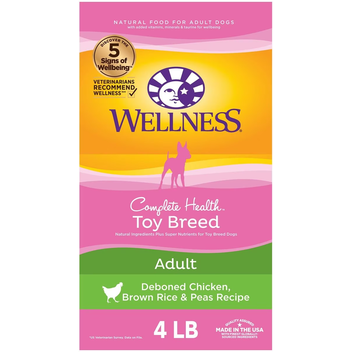 Wellness Toy Breed Complete Health Adult Deboned Chicken, Brown Rice & Peas Recipe Dry Dog Food