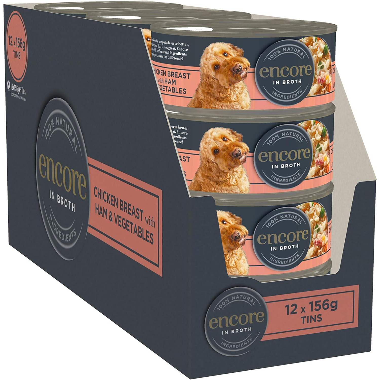 Encore 100_ Natural Wet Dog Food, Chicken Breast with Ham and Vegetables New