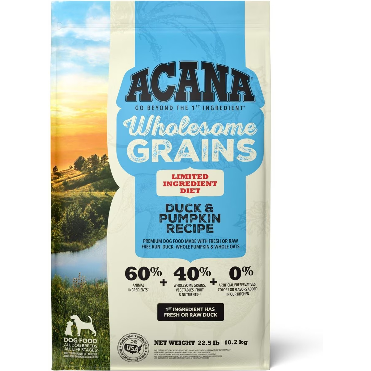 ACANA Singles + Wholesome Grains Limited Ingredient Diet Duck & Pumpkin Recipe Dry Dog Food 