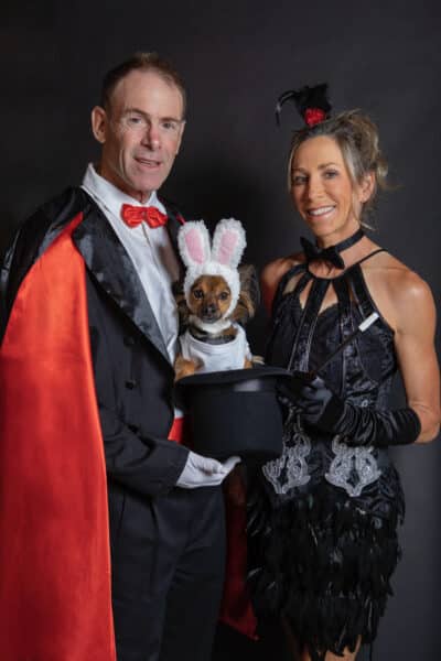 Dog in bunny costume
