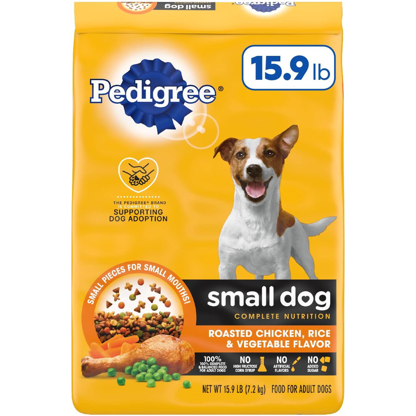 PEDIGREE Small Dog Adult Complete Nutrition Roasted Chicken, Rice & Vegetable Flavor Dry Dog Food 