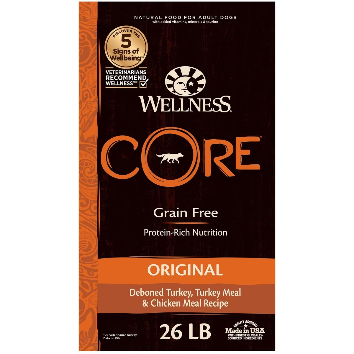 Wellness CORE Grain-Free Original Deboned Turkey, Turkey Meal & Chicken Meal Recipe Dry Dog Food