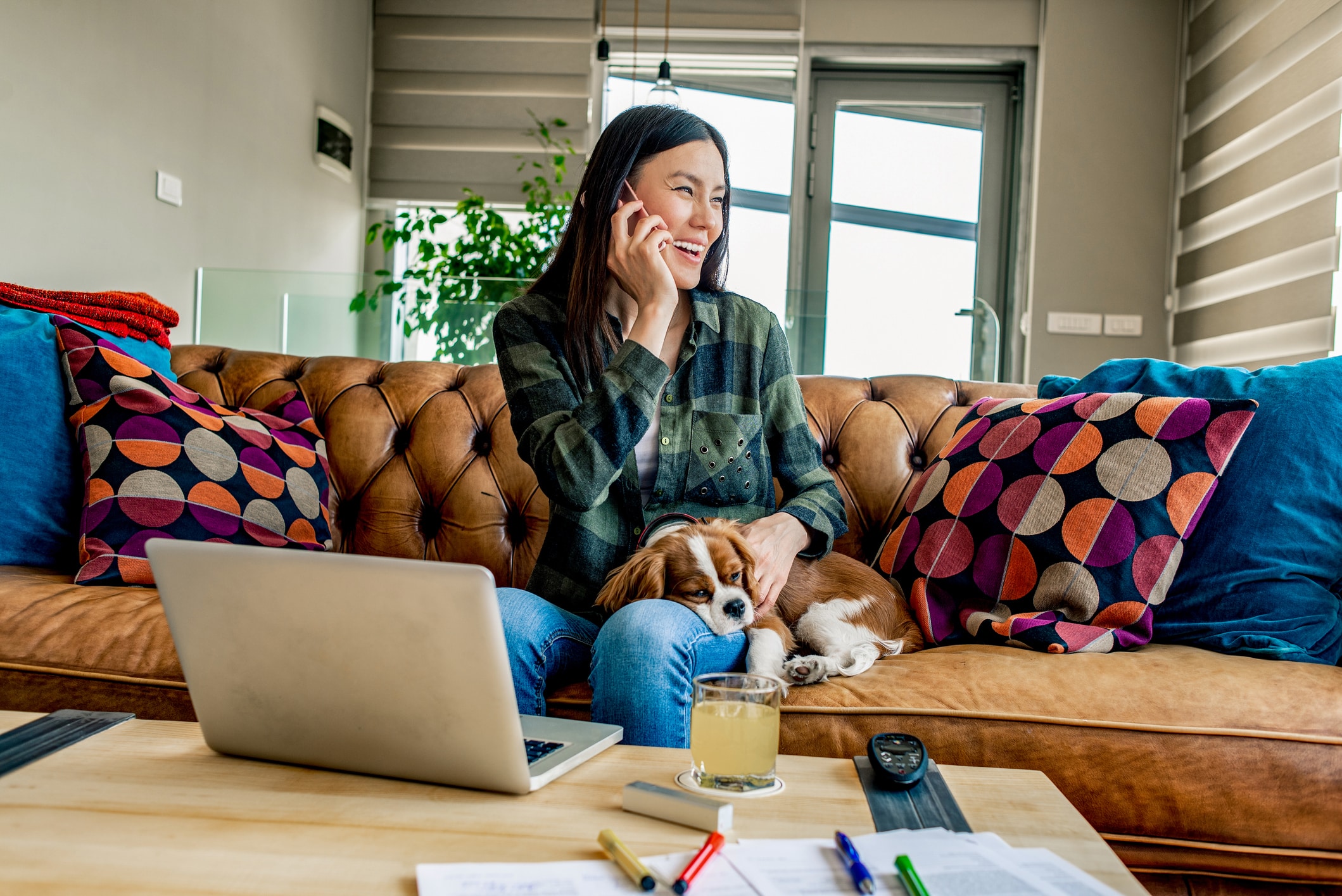 Young woman working from home