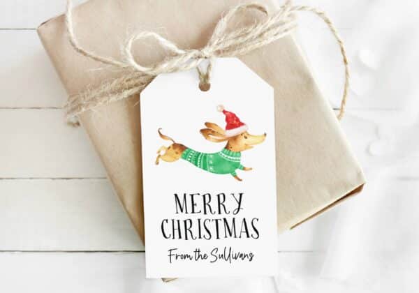 dog themed holiday gift tags