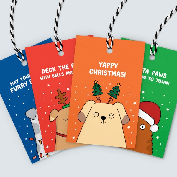 dog themed holiday gift tags