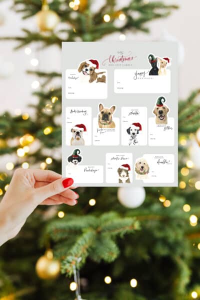 dog themed holiday gift tags