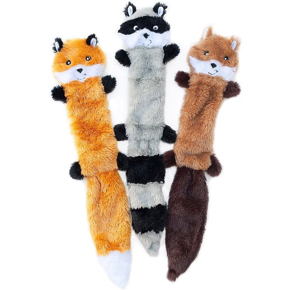 ZippyPaws Skinny Peltz No Stuffing Squeaky Plush Toys for Dogs/ Cats