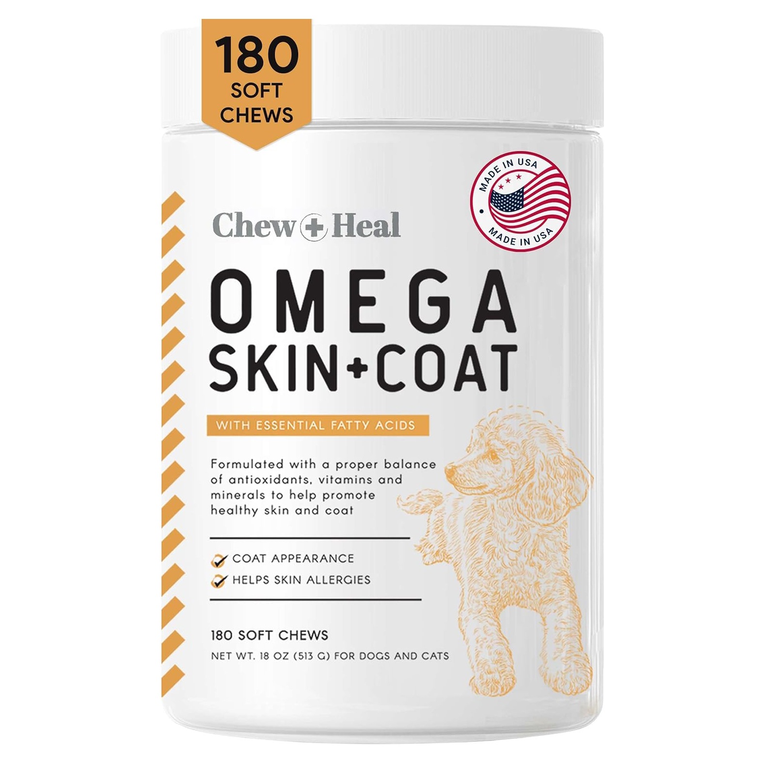 Chew + Heal Omega Skin + Coat Dog Supplement