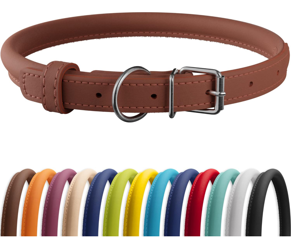 CollarDirect Rolled Leather Dog Collar 