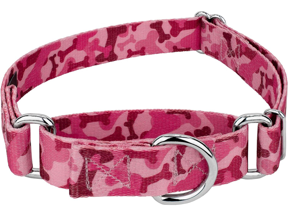 Country Brook Petz - Pink Bone Camo Martingale Dog Collar 