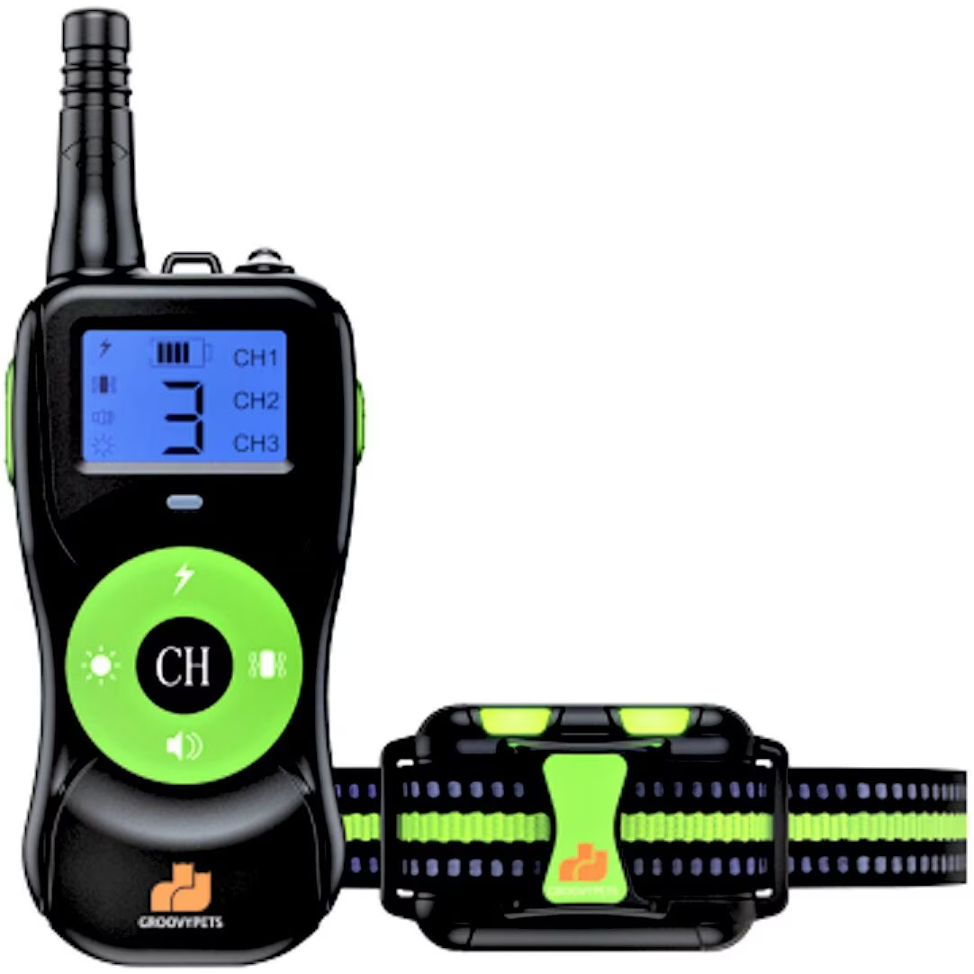 GroovyPets One-Dog Kit 800 Yard Waterproof Long-Life Rechargeable Remote Dog Training Shock Collar System new
