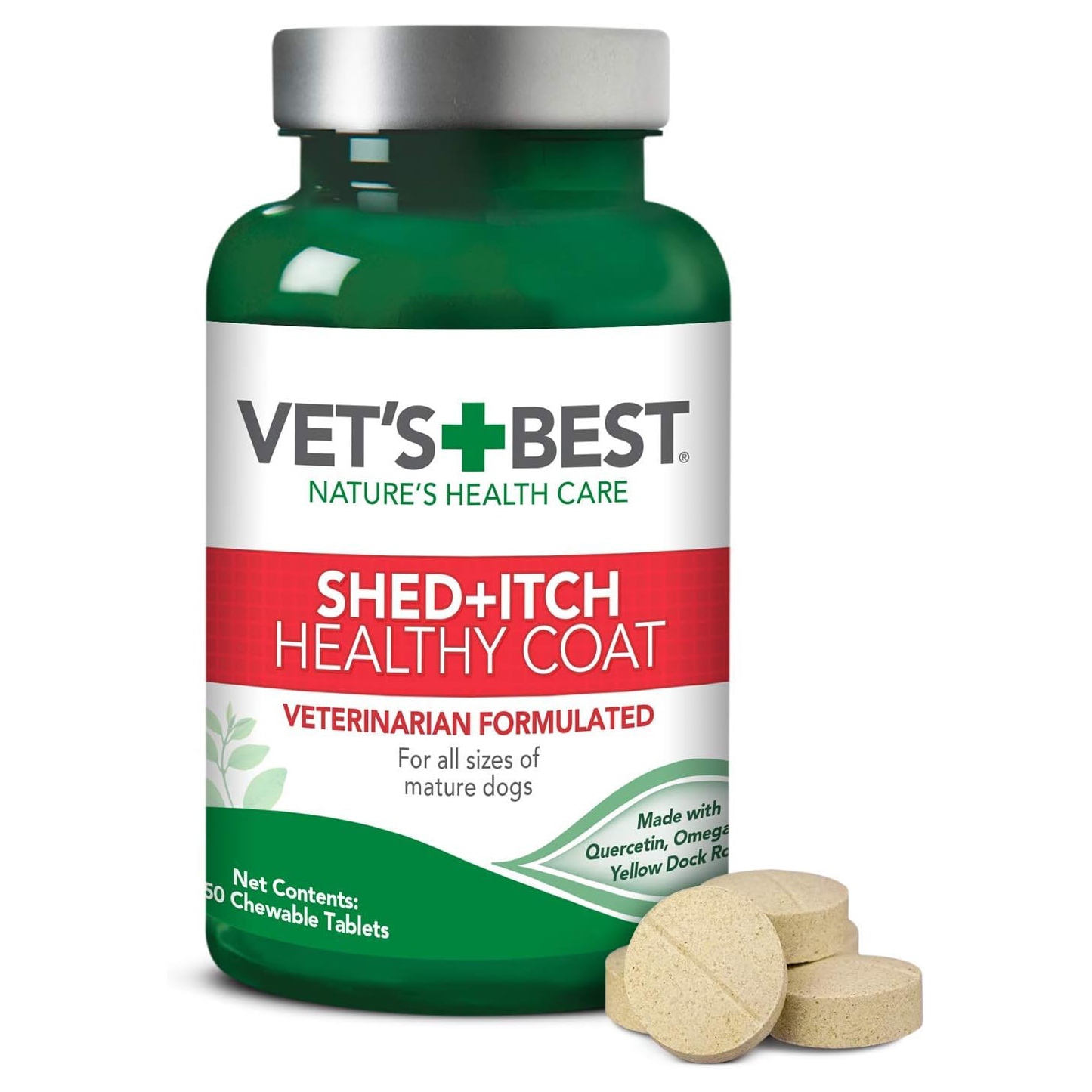 Vet's Best Shed+Itch Healthy Coat Chewable Tablets Skin & Coat Supplement for Dogs