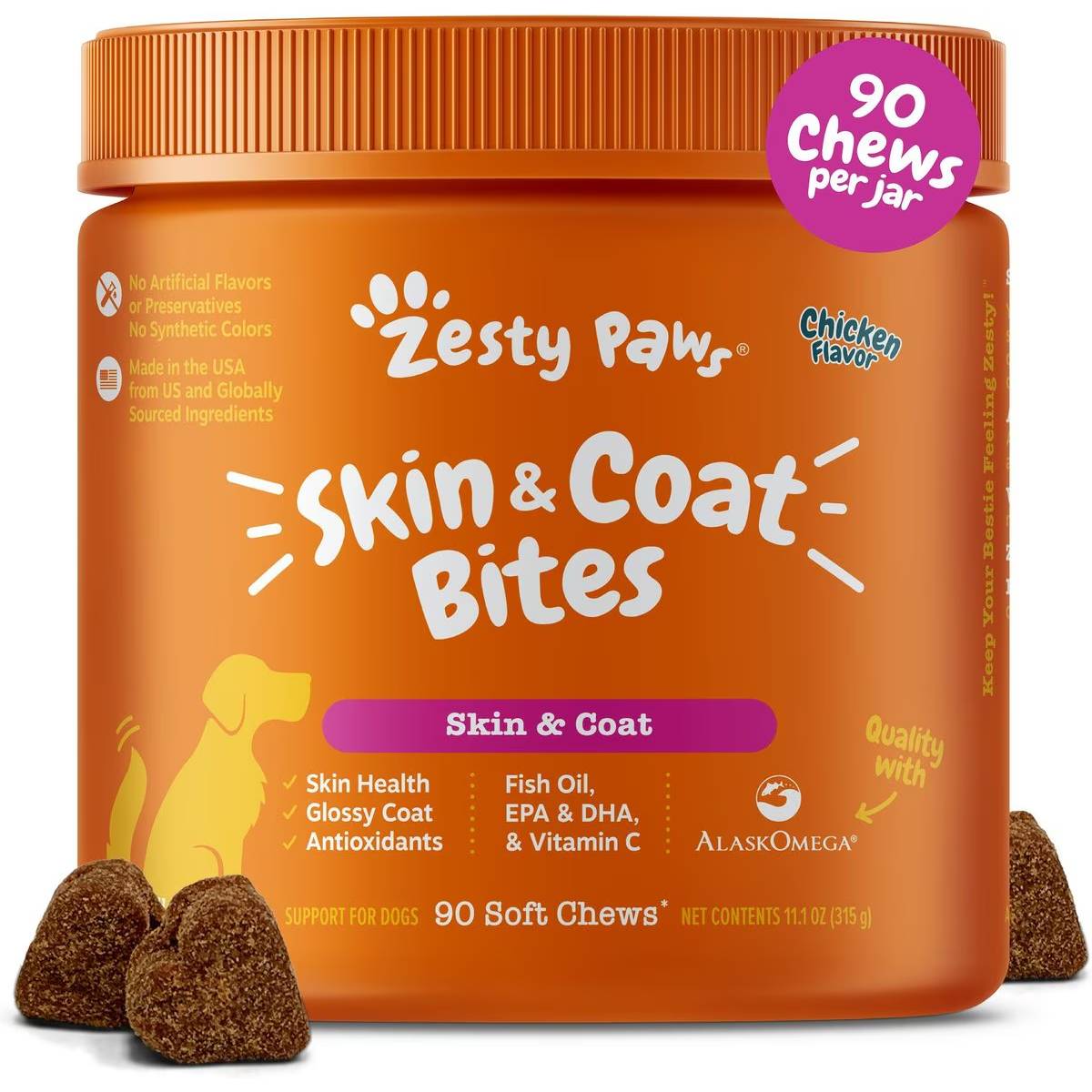 Zesty Paws Omega Bites Skin & Coat Supplement
