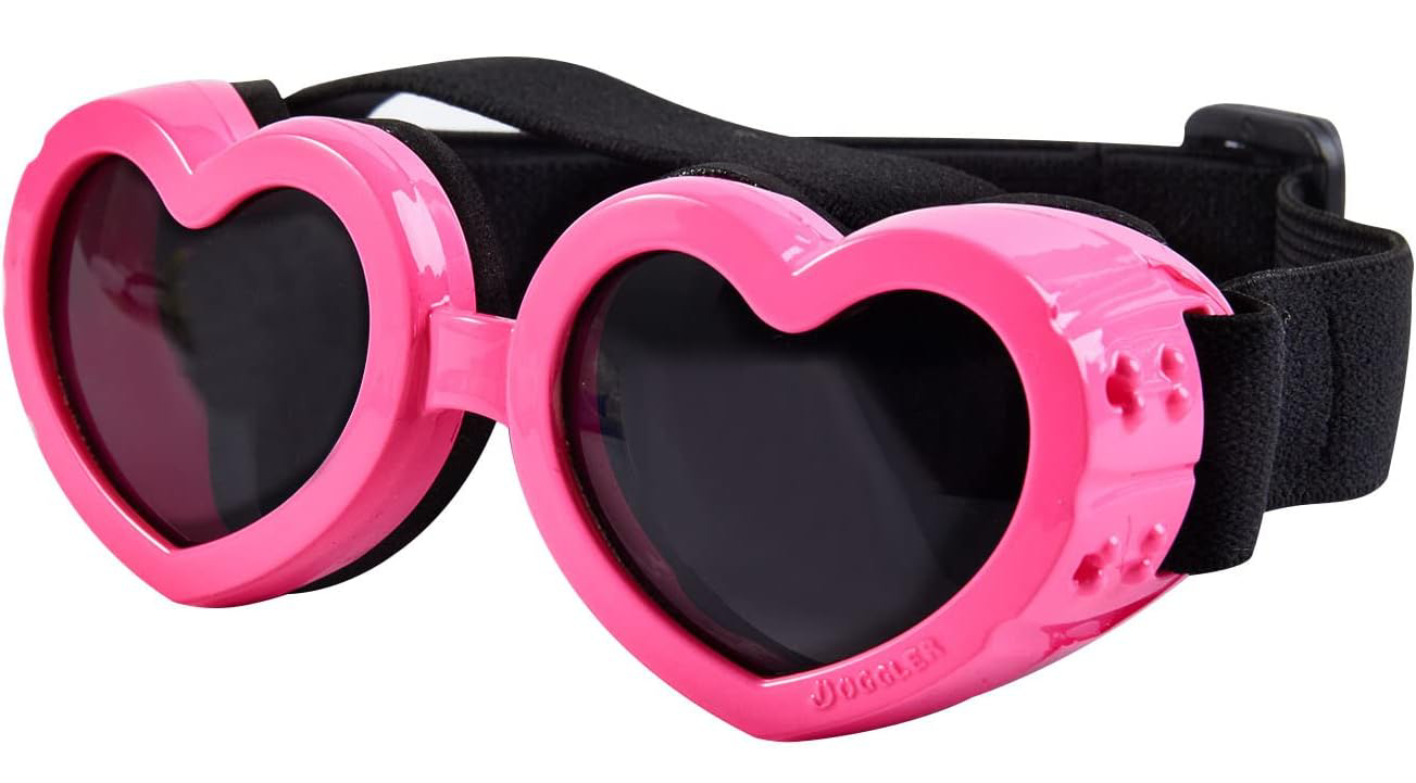 Dog Goggles Small Breed Dog Sunglasses, UV Protection Heart Shape Dog Sunglasses with Adjustable Strap 