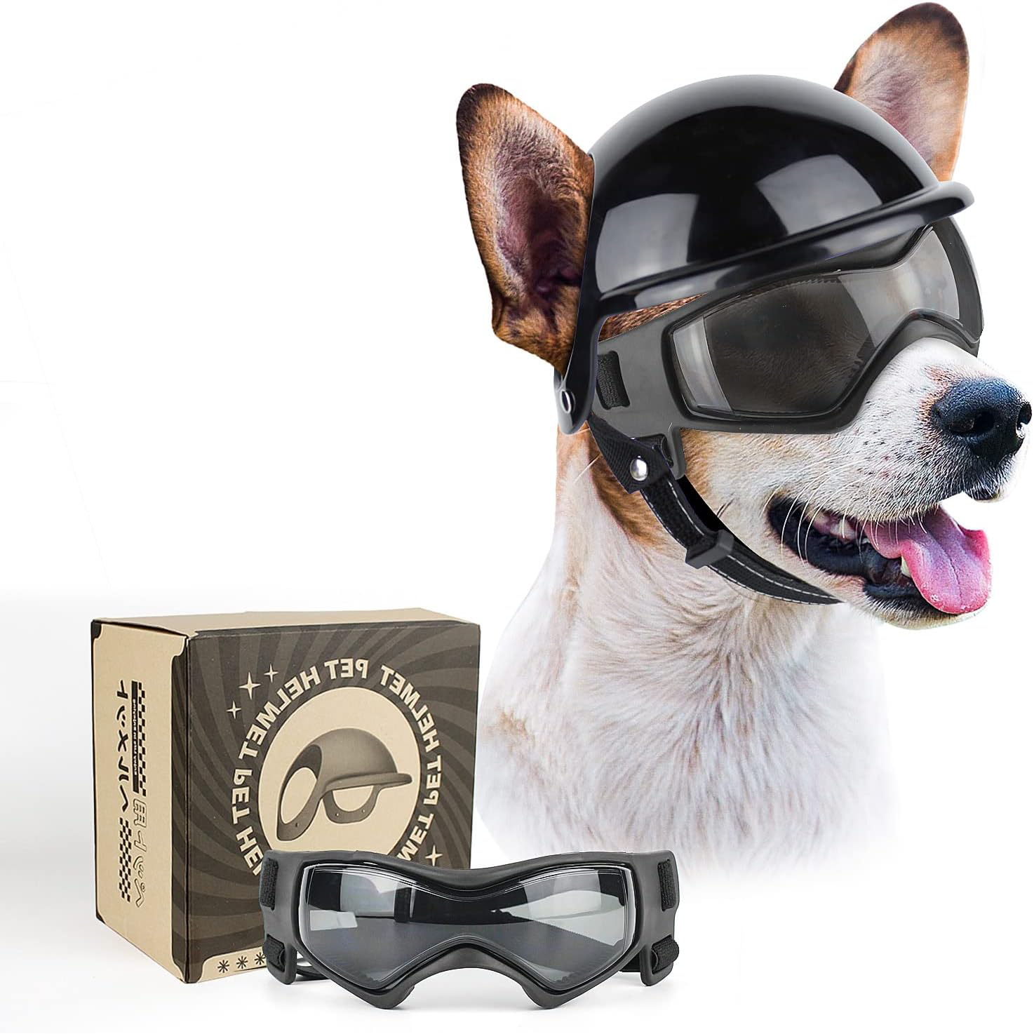 PETLESO Dog Goggles for Small Dogs with Helmet