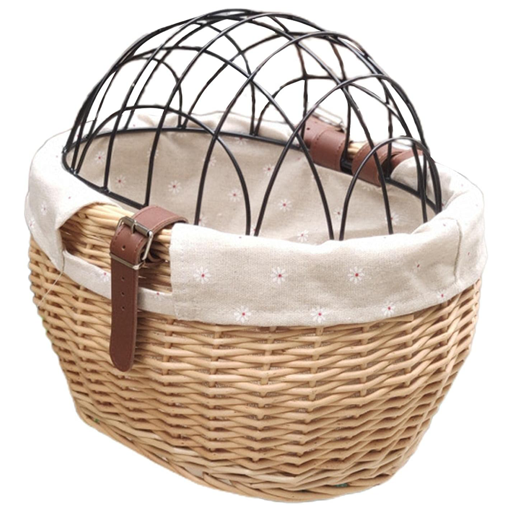 SPYMINNPOO Wicker Bike Basket for Small Dogs