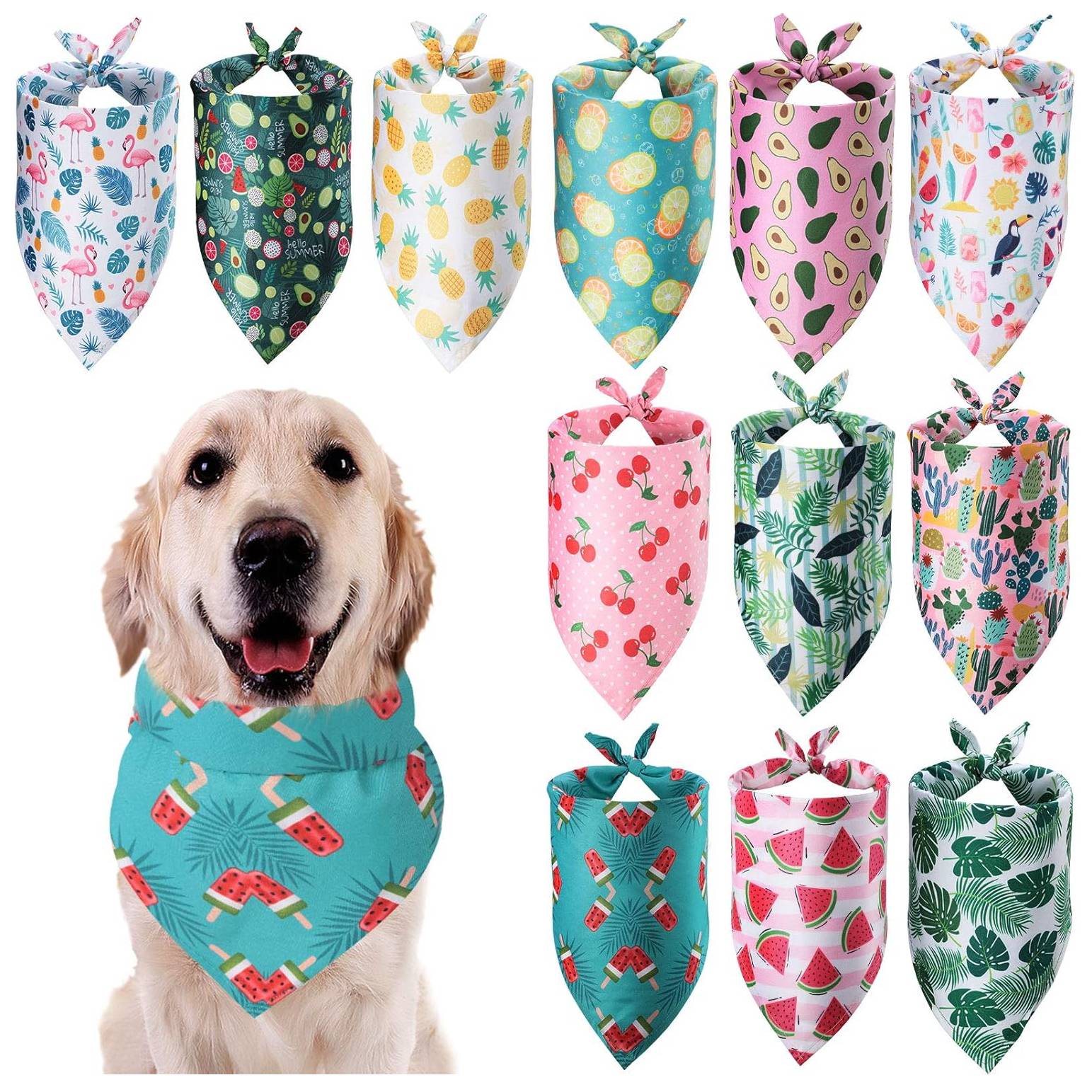 12 Pieces Weewooday Dog Bandana Scarf Washable Triangular Bibs