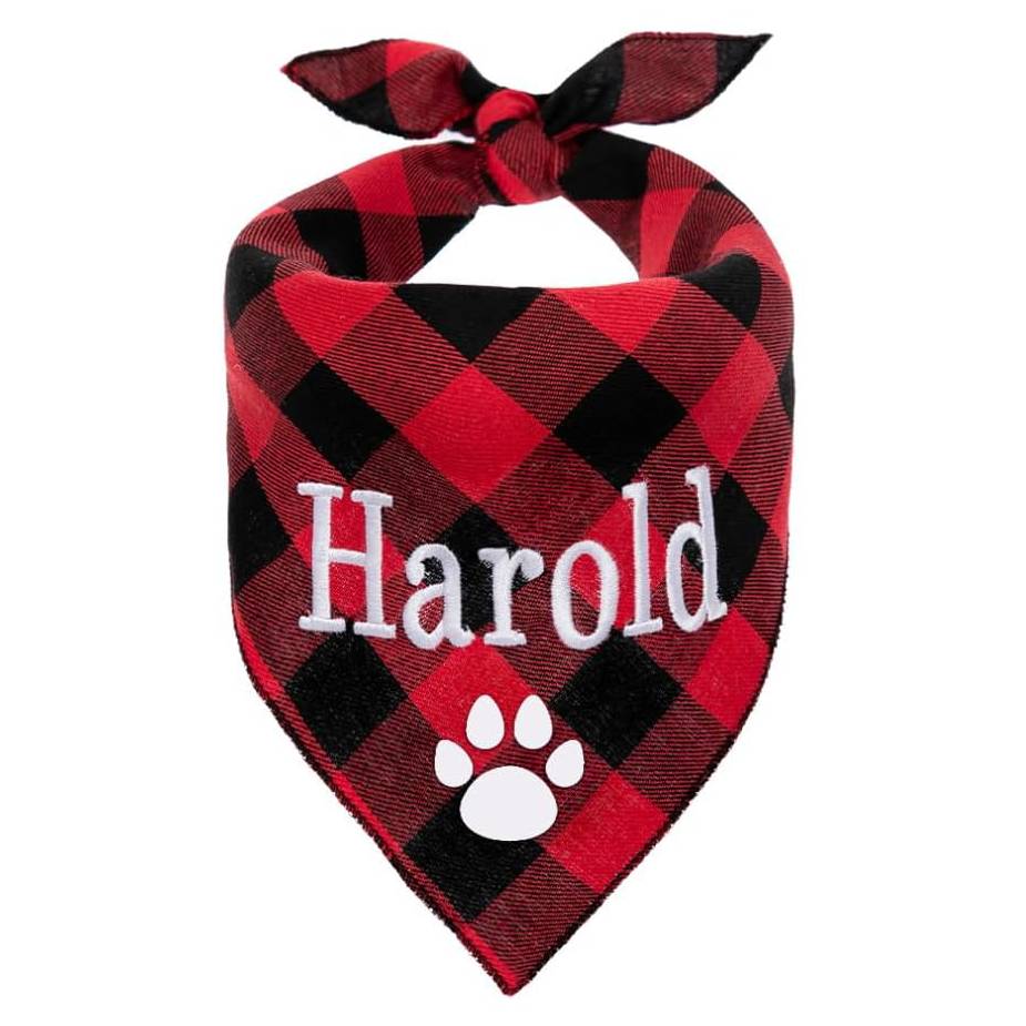 Personalized Dog Bandana Embroidered Name Custom Neckwear Dog Scarf Triangle Bibs