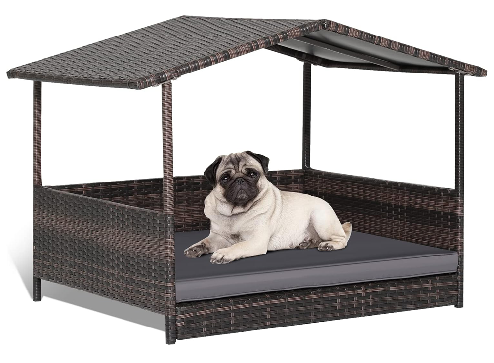 Tangkula Wicker Dog House