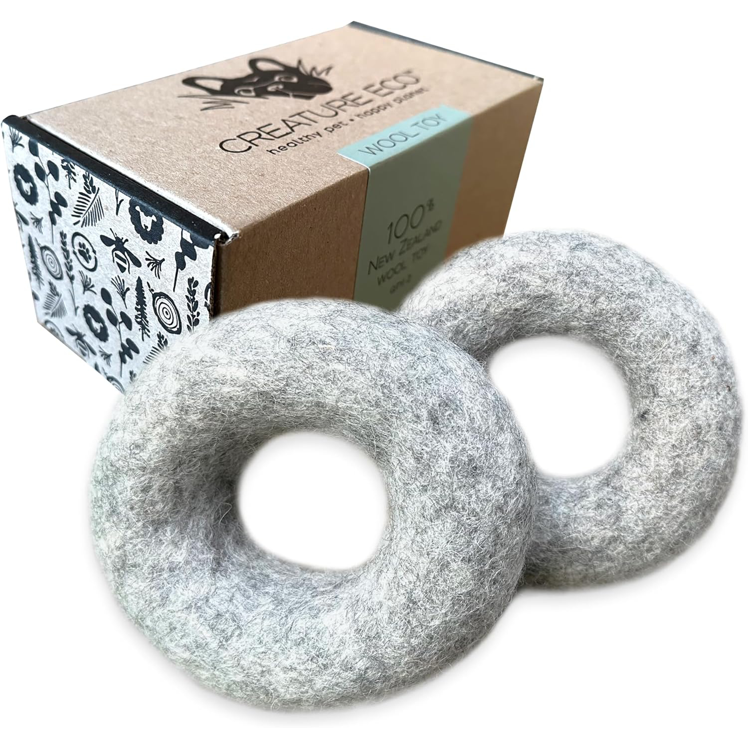 Creature ECO Organic Wool Ring Dog Toys for Moderate Chewers