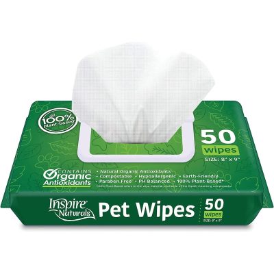 Inspire Naturals Plant-Based & Compostable Dog Wipes