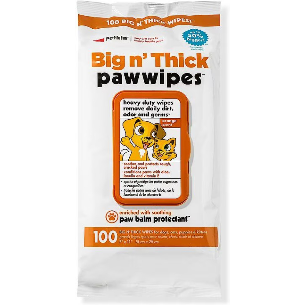 Petkin Big n’ Thick Dog & Cat Paw Wipes