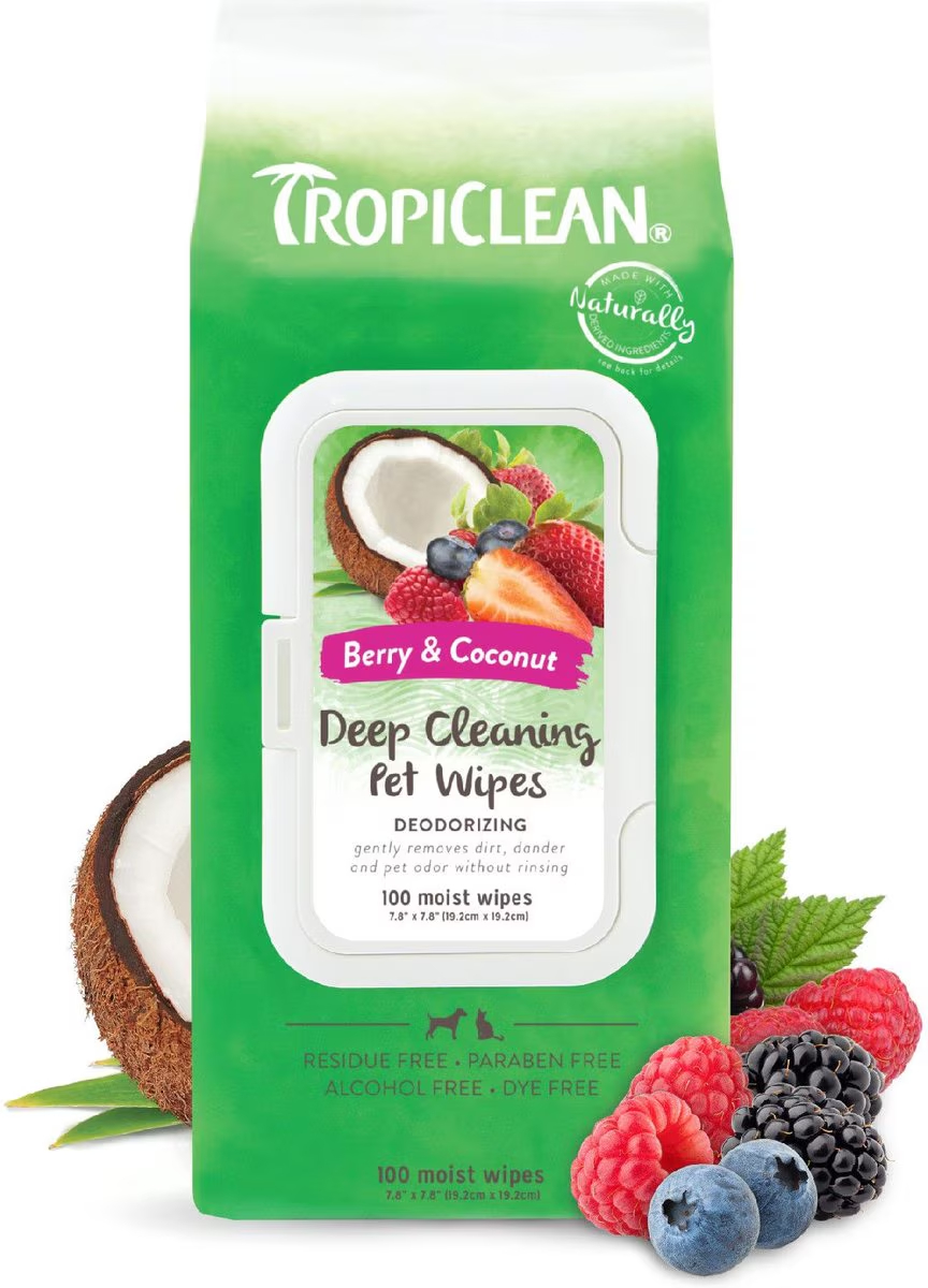 TropiClean Deep Cleaning Deodorizing Dog Wipes