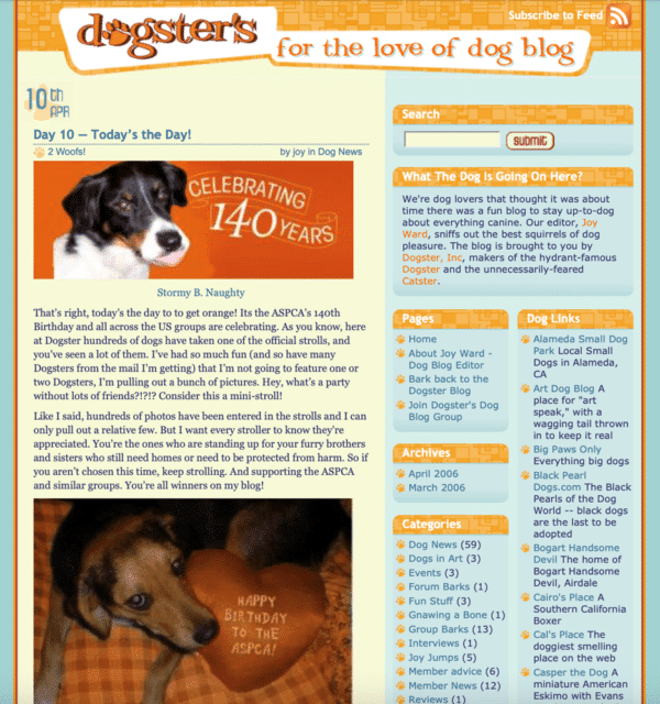 Dogster blog in 2006